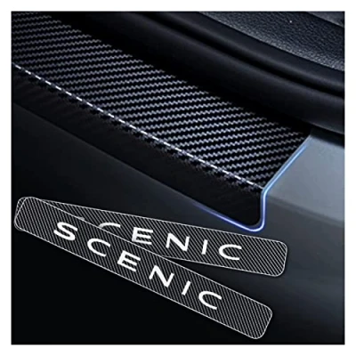 Image of 4Pcs Car Door Sill Protector for Ren Ault Scenic, Carbon Fiber Scuff Plate Stickers Auto Styling Accessories