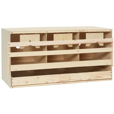 Image of vidaXL Chicken Laying Nest 3 Compartments 72x33x38 cm Solid Pine Wood