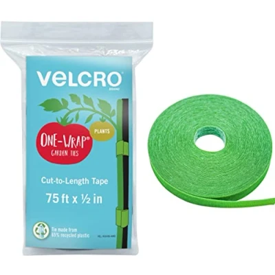 Image of VELCRO Brand 90648 ONE WRAP Garden Ties Plant Supports for Effective Growing Strong Grips are Reusable and Adjustable Cut to Length, 75 ft x 1/2 in, Green