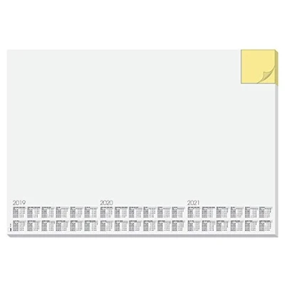 Image of 2x60 x 41 m, Paper Desk pad&quot;Memo&quot;, with Integrated Sticky Note pad, Current 3 Year Calendar, 30 Sheets