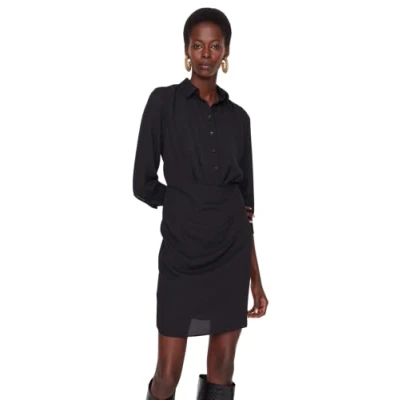 Image of Trendyol Women Mini Bodycon Fitted Woven Dress Black