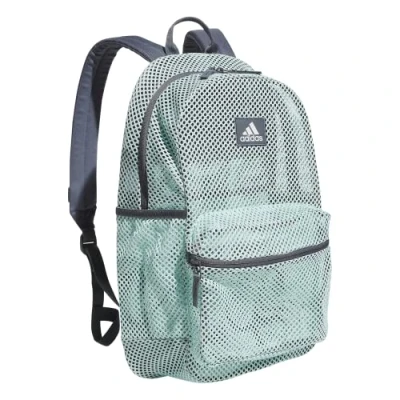 Image of adidas Unisex&#039;s Hermosa Mesh Backpack, See Through Transparent Clear Festival Bag, Semi Flash Aqua Blue/Onix Grey, One Size