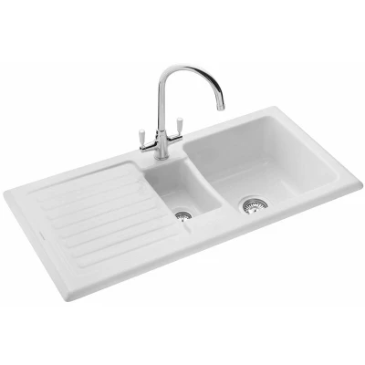 Image of Rangemaster Rustique 1,5 Skål Vit Keramisk Kök Handfat CRT10202WH