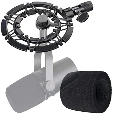Image of YOUSHARES MV7 Shock Mount with Pop Filter Matching Boom Arm Mic Stand, Suitable Compatible Shure USB Podcast Microphone
