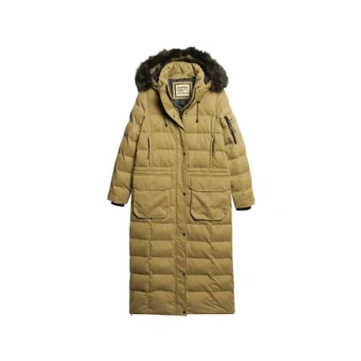 Image of Superdry Women&#039;s Mf Faux Fur Hooded Parka Jacket, Classic Tan Brown, UK 8