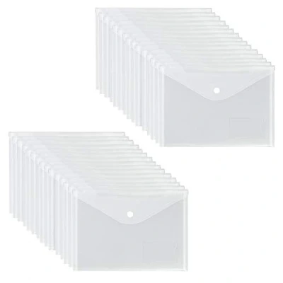 Image of A5 Plastic Wallets Clear (30Pack) Folders Popper Wallet Document Folder with Pocket