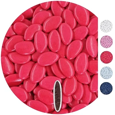 Image of EinsSein 0,5kg chocolate dragees pink giveaways wedding chocolates sweets dragées mini favours guests shapes table hearts party baptism communion confirmation sweet sugared almonds