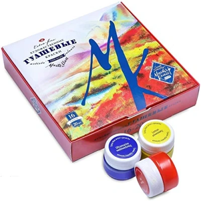 Image of Professional gouache paint set 16 x 20 ml Fine painting By Nevskaya Palitra &quot;Master Class Quality&quot;