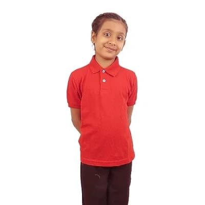 Image of Sergio Italia 2 Pack Boys Girls Plain Polo Tee T Shirt School Shirts Uniform PE Top Kids Gym Tops Red