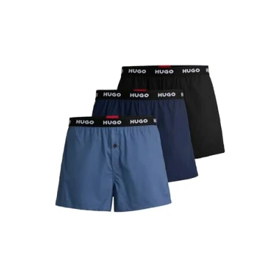 Image of HUGO 3 PACK Boxer shorts, Men&#039;s, Size: Small, Black/blue