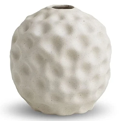 Image of Cooee Design Vase, Flower Vase Seedpod Ceramic Colour: Vanilla/Cream White (Diameter x Height) 14 cm