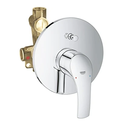 Image of GROHE Eurosmart Bath Trim with Concealed Body (19450002), Automattic Shower/Bath Diverter, Silkmove, Quickfix 33305002