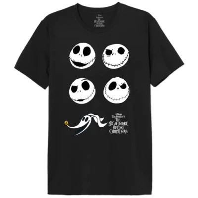 Image of Nightmare Before Christmas Men&#039;s Mejackdts004 T Shirt, Black, 3XL
