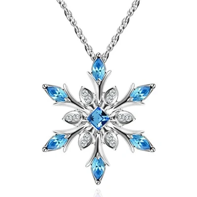Image of Murtoo Women Necklace Snowflake Pendant and Decorated with Crystal Gift for (Blue)