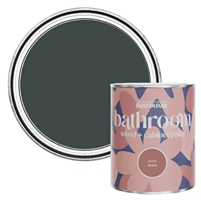 Image of Rust Oleum Black Moisture Resistant Bathroom Wood and Cabinet Paint in Satin Finish Sand 750ml