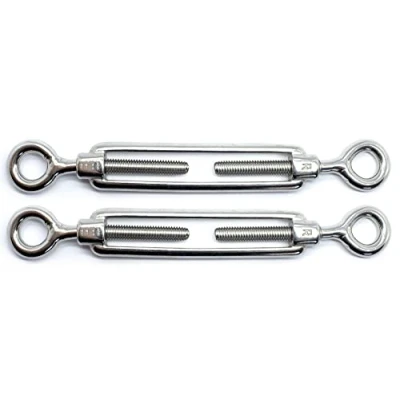 Image of M8 x 120mm Eye &amp; Turnbuckles Wire Tensioner Strainer Closed Hook Threaded A4 Marine Grade Stainless Steel (Pack of 2)
