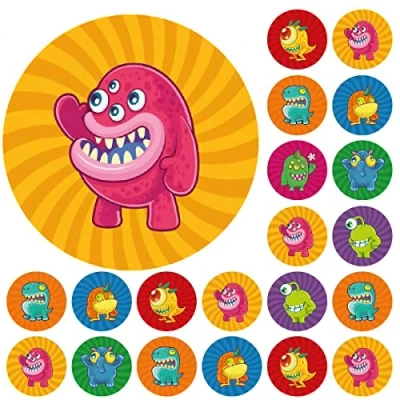 Image of 900 Colourful Mini Monsters Dots 10mm Glossy Teacher Reward Stickers Spot Journal