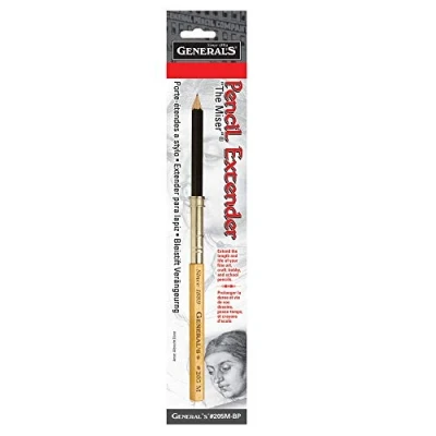Image of General Pencil The Miser Extender with Soft Drawing Pencil, Acrylic, Multicoloured, 0.35 x 1.9 9.65 cm