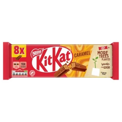 Image of KitKat 2Finger Caramel Chocolate Biscuit Bar, 8 x 20.7g
