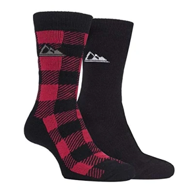 Image of Storm Bloc 2 Pairs Mens Thick Cushioned Patterned Winter Warm Thermal Boot Socks for Hiking (6 11 uk, SBMS037RED)