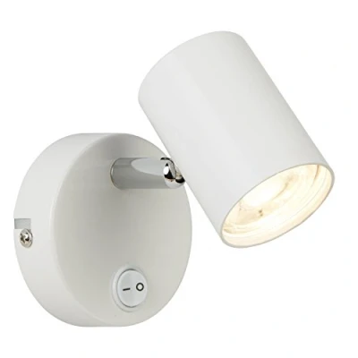 Image of Searchlight 3171WH Rollo One Light Wall Spotlight in White and Chrome
