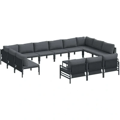 Image of vidaXL Garden Sofa Set 14 pcs Anthracite Steel