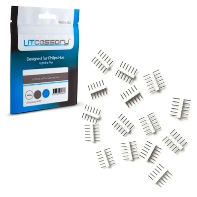 Image of Litcessory 6 PIN to Connector for Philips Hue Lightstrip Plus (15 Pack, White Standard V3)