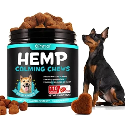 Image of XAYGHE Hemp Calming Chews for Dogs, Dog Treats, Dogs Anxiety Relief Fear, Separation Anxiety, Barking, Hyperactivity, Reactivity, Aggression, Chicken Flavor, 110pcs (Bacon Flavor)