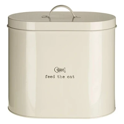 Image of Premier Housewares Adore Pets Feed The Cat Food Storage Bin with Spoon, 6.5 L Cream,6.5 Litre