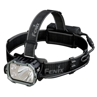 Image of fenix HP35R, Rechargeable Ultra Powerful Head Torch 4000 Lumens 450m 500hrs Max Comfortable Wide Headband 10,000mAh Battery with Extension Cable Red Rear Safety Light Power Bank IP66