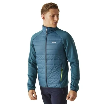 Image of Regatta Mens Hybrid Full Zip Jacket Padded Coat, Moroccan Blue(Citron Lime), S EU