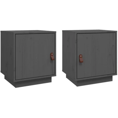 Image of vidaXL Bedside Cabinets 2 pcs Grey 40x34x45 cm Solid Wood Pine