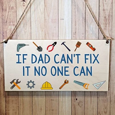 Image of Second Ave Funny If Dad Can&#039;t Fix It Wooden Hanging Gift Rectangle Sign Plaque Father&#039;s Day Birthday