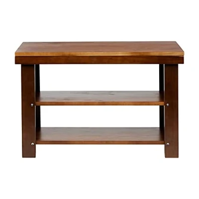 Image of Amazon Basics Solid Pine Shoe Rack Bench Espresso, 70 cm x 26 45