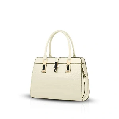 Image of Nicole&amp;Doris Ladies Handbags Fashion Patent Leather Shell Portable Shoulder Messenger Bag for Women(Creamy White)