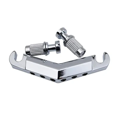 Image of Guyker Guitar Stop Bar Tailpiece with Anchors and Studs Replacement Part Compatible Les Paul LP SG Style 6 String Electric GK21, Chrome