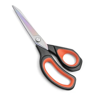 Image of LIVINGO Premium Tailor Scissors Heavy Duty Multi Purpose Titanium Coating Forged Stainless Steel Sewing Fabric Leather Dressmaking Soft Touch Shears Professional Crafting 22CM