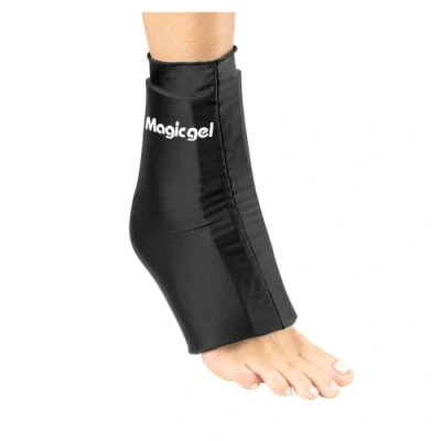 Image of Magic Gel Ankle Ice Pack Wrap Reusable Hot or Cold for Injuries Soft Flexible Heating Cooling Compression Ankles, Foot, Heel Comfortable and Easy to Use Black