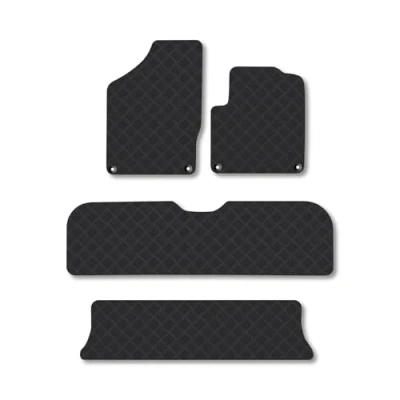 Image of Rubber Car Mats Compatible with VW Sharan (2000 2010) Tailored Fit Floor Set Accessory Black Custom 4 Pieces Clips Anti Slip Backing, Heavy Duty &amp; Waterproof