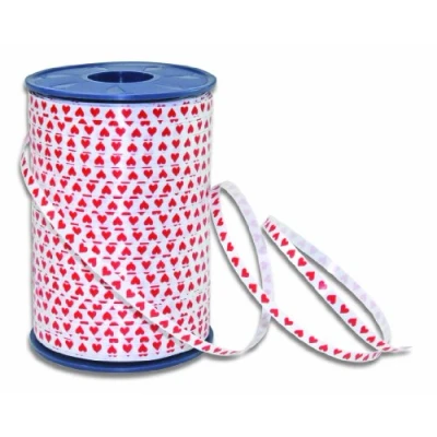 Image of C.E. Pattberg Präsent Honeymoon Curling Ribbon White Red 5 mm width, 500 m length