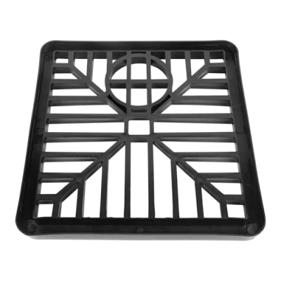 Image of 6&quot; Black Plastic Drain Cover Square Gulley Grid x Outdoor Drainage Channel, Heavy Duty PVC Grid, Hoppers, Clearing Debris, Design, Rounded Corners