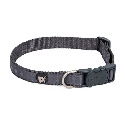 Image of Petface Steel Tonal Dots Print Dog Collar, Large, Grey