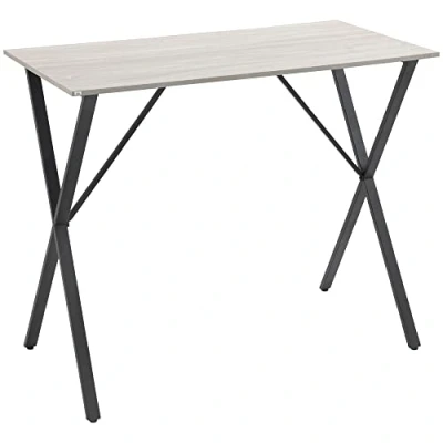 Image of HOMCOM 120 cm Rectangular Bar Table for 4 People, Modern Kitchen with Wood Effect Tabletop, Steel Legs, Living Room, Home Bar, White