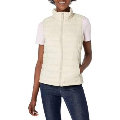 Image of Amazon Essentials Women&#039;s Lightweight Water Resistant Packable Puffer Gilet, Off White, S