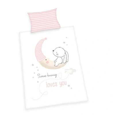 Image of Herding Toddler Bedding Set, Little Bunny Reversible Motif, Duvet Cover 100x135cm, Pillow Case 40x60cm, Cotton/Renforcé