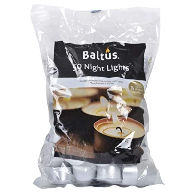 Image of Baltus Pack Of 50 Unscented Wax Night Lights Tealights Candles 8 Hour Long Burn Time