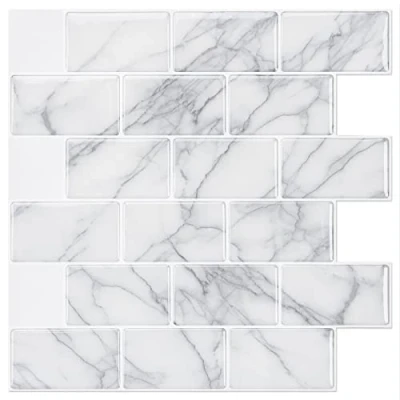 Image of Art3d 10 Sheets Peel and Stick Backsplash Tile for Kitchen (12&quot;x12&quot;, Grey Marble) (A17053P10)