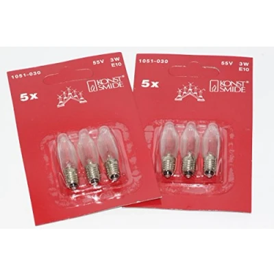 Image of 6 Pack of Konstsmide 55V, 3W, E10, MES Spare Welcome Candle Bridge Bulbs