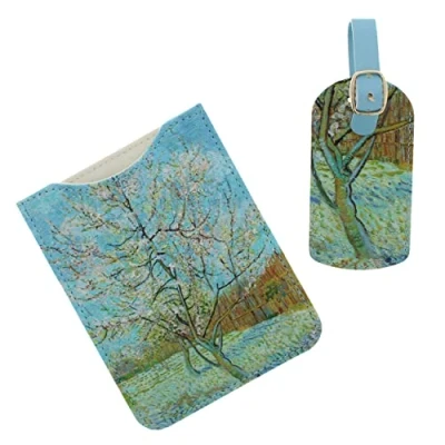 Image of Van Gogh Passport Holder and Luggage Tag Birthday Gifts for her Designer Tags Women Presents