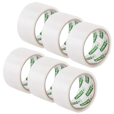 Image of D.RECT Packing Tape Transparent 6 Rolls Strong Parcel 50m x 48mm Packaging for Parcels and Boxes, Moving House